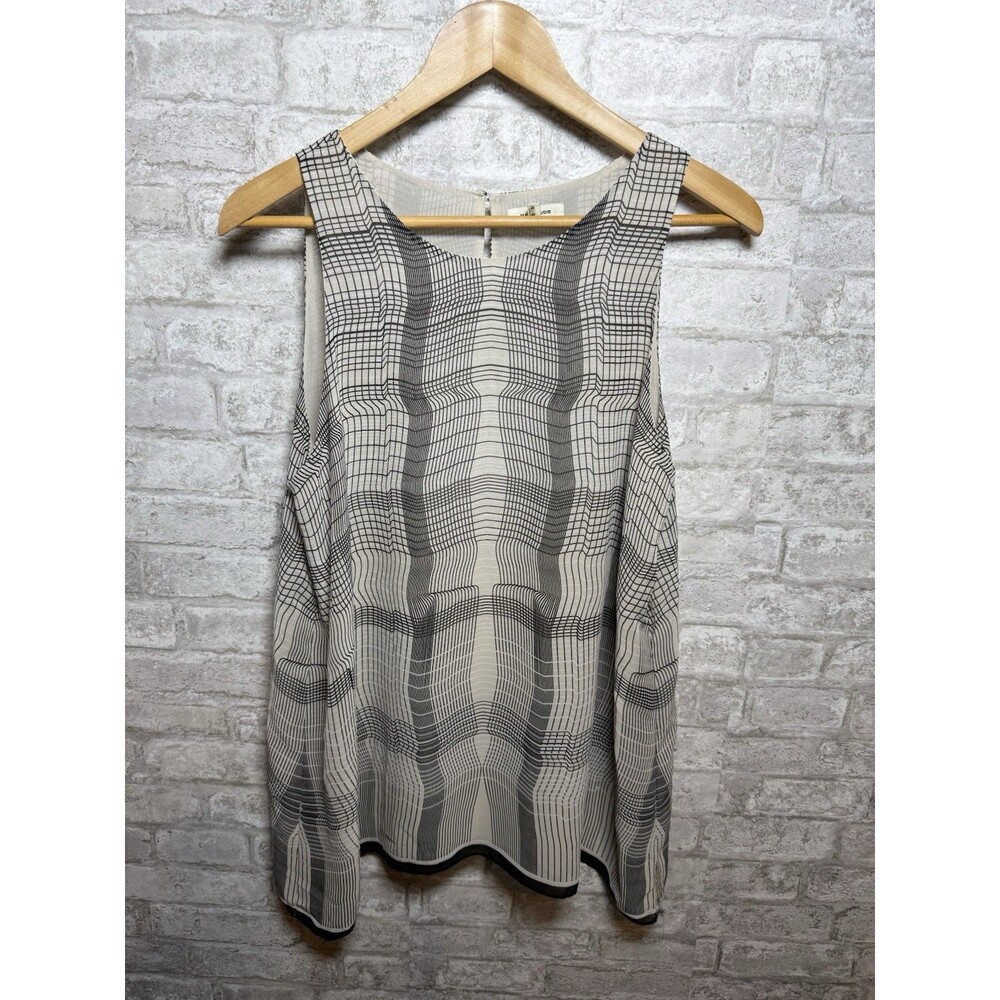 Max Studio Sleeveless Tank Top Womens XL Black Plaid Geo Office Layering Career